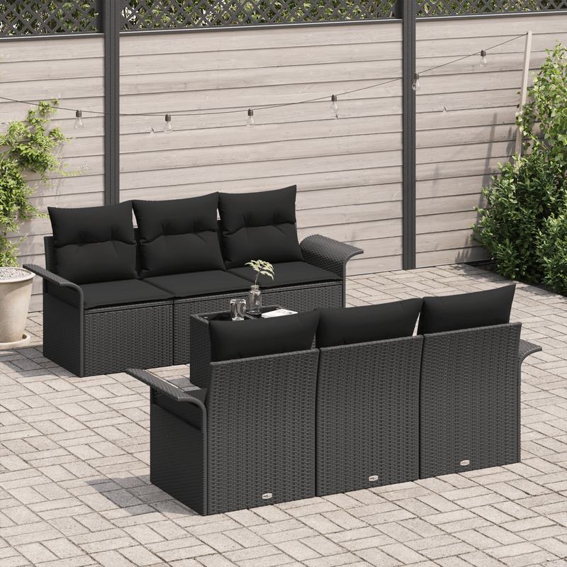 Casa si Gradina - Gradina si terasa - Mobilier exterior - Canapele si fotolii gradina - Set de canapele de gradina  cu perne Negru Poliratan - Infinity.ro