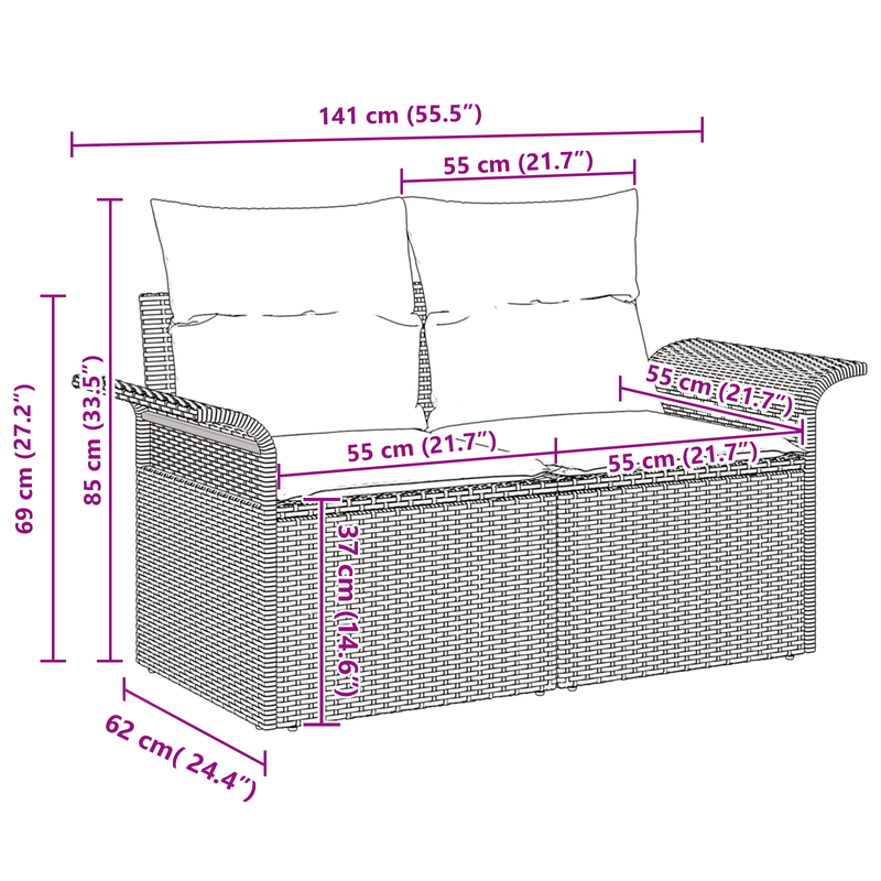Casa si Gradina - Gradina si terasa - Mobilier exterior - Canapele si fotolii gradina - Set de canapele de gradina  cu perne Negru Poliratan - Infinity.ro