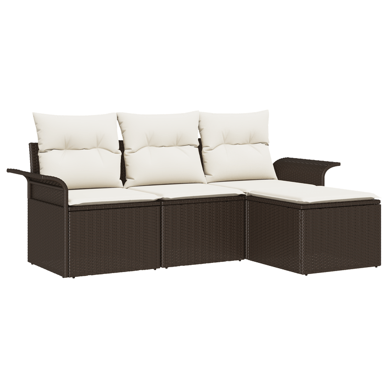 Casa si Gradina - Gradina si terasa - Mobilier exterior - Canapele si fotolii gradina - Set canapea gradina  4 piese cu perne Maro Poli Ratan - Infinity.ro