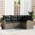Casa si Gradina - Gradina si terasa - Mobilier exterior - Canapele si fotolii gradina - Set Canapea Gradina 4 Piese Perne Gri Ratan - Infinity.ro