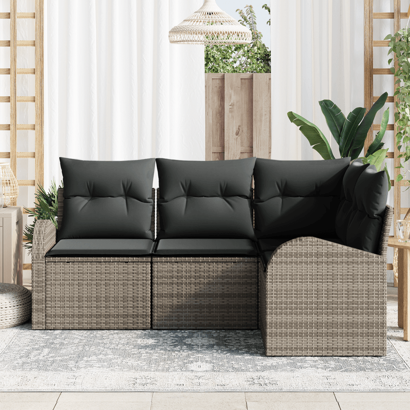 Casa si Gradina - Gradina si terasa - Mobilier exterior - Canapele si fotolii gradina - Set Canapea Gradina 4 Piese Perne Gri Ratan - Infinity.ro