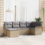 Casa si Gradina - Gradina si terasa - Mobilier exterior - Canapele si fotolii gradina - Set de canapea de gradina  6 piese cu perne Bej Ratan Poli - Infinity.ro