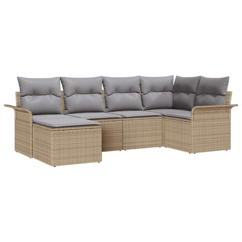 Casa si Gradina - Gradina si terasa - Mobilier exterior - Canapele si fotolii gradina - Set de canapea de gradina  6 piese cu perne Bej Ratan Poli - Infinity.ro