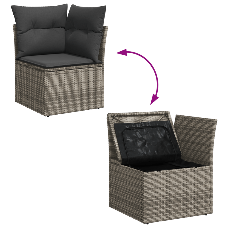 Casa si Gradina - Gradina si terasa - Mobilier exterior - Canapele si fotolii gradina - Set de 8 Piese de Canapea de Gradina cu Pernute Gri din Ratan PE - Infinity.ro