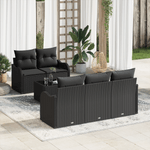 Casa si Gradina - Gradina si terasa - Mobilier exterior - Canapele si fotolii gradina - Set de 6 Piese Canapea pentru Gradina cu Pernute Negru Ratan Poli - Infinity.ro