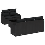 Casa si Gradina - Gradina si terasa - Mobilier exterior - Canapele si fotolii gradina - Set de 6 Piese Canapea pentru Gradina cu Pernute Negru Ratan Poli - Infinity.ro