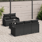Casa si Gradina - Gradina si terasa - Mobilier exterior - Canapele si fotolii gradina - Set de 6 Piese Canapea pentru Gradina cu Pernute Negru Ratan Poli - Infinity.ro