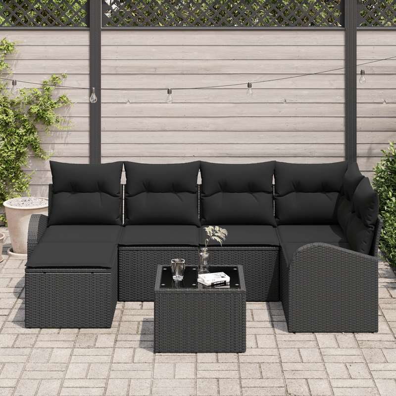 Casa si Gradina - Gradina si terasa - Mobilier exterior - Canapele si fotolii gradina - Set de Canapea Gradina  cu Pernite Bej Ratan Poli - Infinity.ro