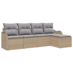 Casa si Gradina - Gradina si terasa - Mobilier exterior - Canapele si fotolii gradina - Set de canapea de gradina cu 5 piese si perne bej din poli-ratan - Infinity.ro