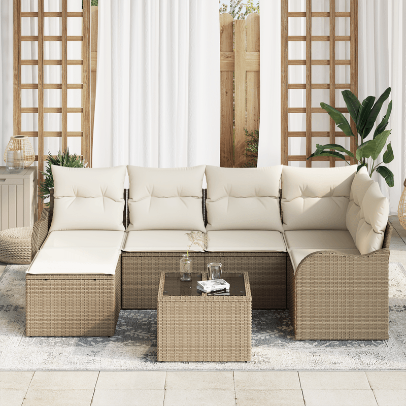 Casa si Gradina - Gradina si terasa - Mobilier exterior - Canapele si fotolii gradina - Set canapea de gradina cu 7 piese si perne din ratan - Infinity.ro