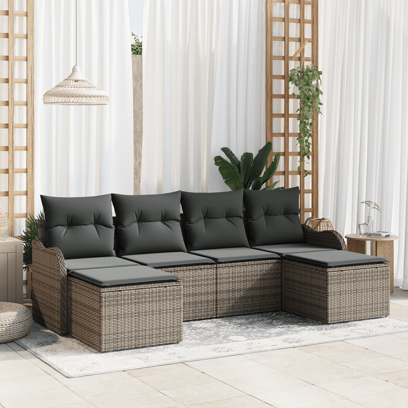 Casa si Gradina - Gradina si terasa - Mobilier exterior - Canapele si fotolii gradina - Set de Canapea pentru Gradina  cu Perne Gri din Ratan Poli - Infinity.ro