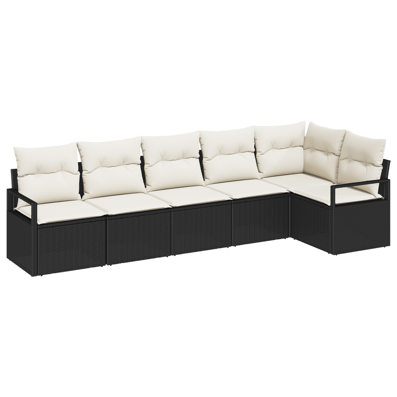 Casa si Gradina - Gradina si terasa - Mobilier exterior - Canapele si fotolii gradina - Set de canapea de gradina  cu 6 piese si perne negre din poliratan - Infinity.ro