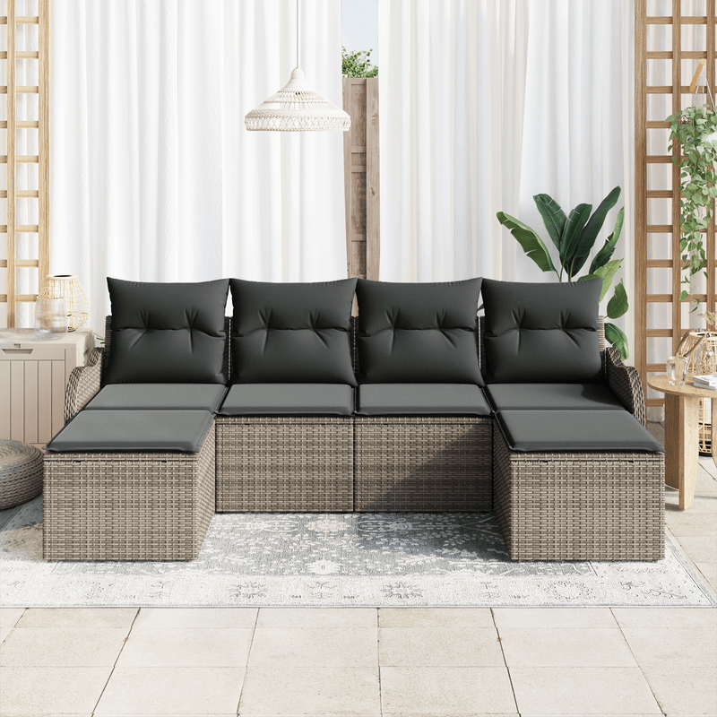 Casa si Gradina - Gradina si terasa - Mobilier exterior - Canapele si fotolii gradina - Set de Canapea pentru Gradina  cu Perne Gri din Ratan Poli - Infinity.ro