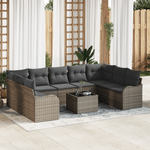 Casa si Gradina - Gradina si terasa - Mobilier exterior - Canapele si fotolii gradina - Set Canapea Gradina  9 Piese cu Perne Ratan Polimer Negru - Infinity.ro