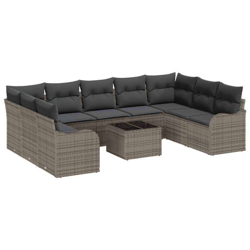 Casa si Gradina - Gradina si terasa - Mobilier exterior - Canapele si fotolii gradina - Set Canapea Gradina  9 Piese cu Perne Ratan Polimer Negru - Infinity.ro
