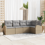 Casa si Gradina - Gradina si terasa - Mobilier exterior - Canapele si fotolii gradina - Set de canapea de gradina  5 piese cu perne bej din ratan poli - Infinity.ro