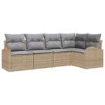 Casa si Gradina - Gradina si terasa - Mobilier exterior - Canapele si fotolii gradina - Set de canapea de gradina  5 piese cu perne bej din ratan poli - Infinity.ro