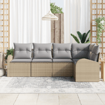 Casa si Gradina - Gradina si terasa - Mobilier exterior - Canapele si fotolii gradina - Set de canapea de gradina  5 piese cu perne bej din ratan poli - Infinity.ro