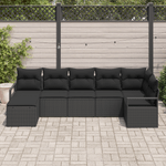 Casa si Gradina - Gradina si terasa - Mobilier exterior - Canapele si fotolii gradina - Set canapea gradina  7 piese cu perne Negru Ratan poliester - Infinity.ro