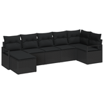 Casa si Gradina - Gradina si terasa - Mobilier exterior - Canapele si fotolii gradina - Set canapea gradina  7 piese cu perne Negru Ratan poliester - Infinity.ro