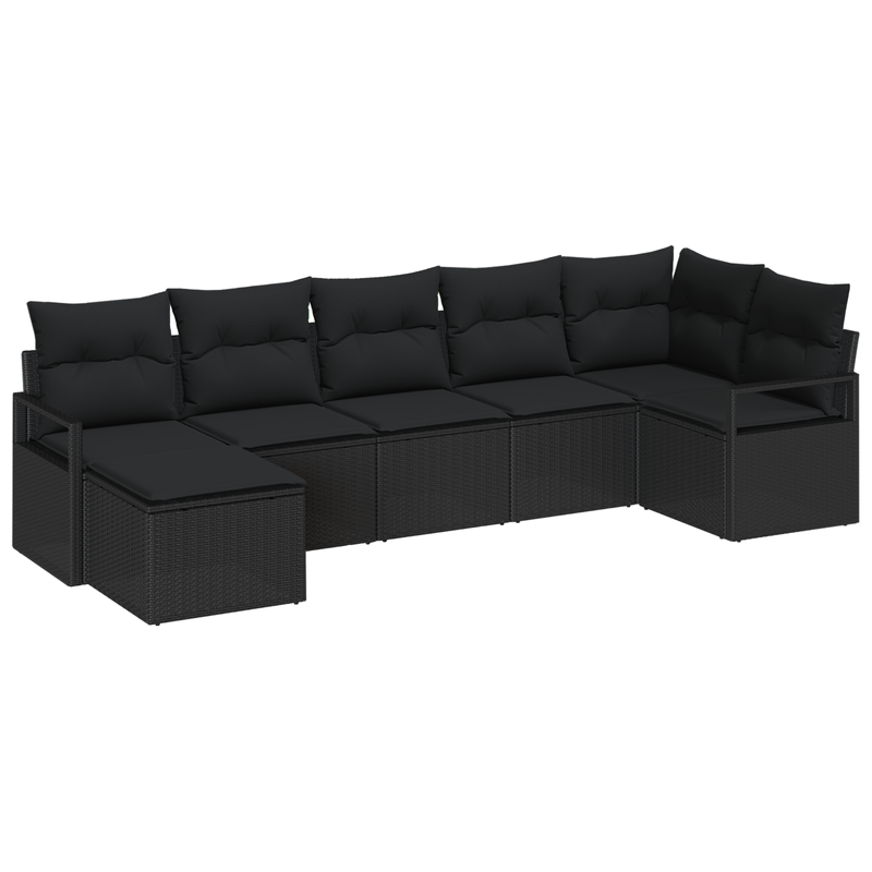 Casa si Gradina - Gradina si terasa - Mobilier exterior - Canapele si fotolii gradina - Set canapea gradina  7 piese cu perne Negru Ratan poliester - Infinity.ro