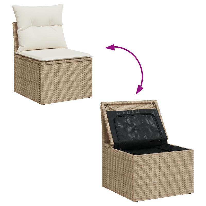 Casa si Gradina - Gradina si terasa - Mobilier exterior - Canapele si fotolii gradina - Set Canapea Gradina  cu Perne Bej Poli Ratan - Infinity.ro