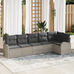 Casa si Gradina - Gradina si terasa - Mobilier exterior - Canapele si fotolii gradina - Set canapea pentru gradina  cu 6 piese si perne gri deschis din ratan poli - Infinity.ro