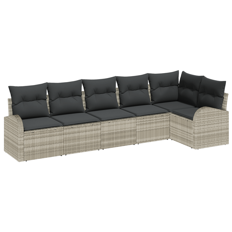 Casa si Gradina - Gradina si terasa - Mobilier exterior - Canapele si fotolii gradina - Set canapea pentru gradina  cu 6 piese si perne gri deschis din ratan poli - Infinity.ro