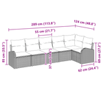 Casa si Gradina - Gradina si terasa - Mobilier exterior - Canapele si fotolii gradina - Set canapea pentru gradina  cu 6 piese si perne gri deschis din ratan poli - Infinity.ro
