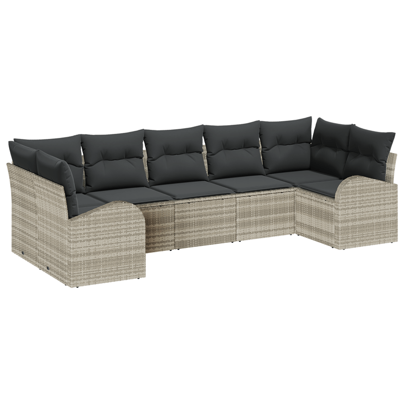 Casa si Gradina - Gradina si terasa - Mobilier exterior - Canapele si fotolii gradina - Set de canapele de gradina  cu perne Gri deschis Ratan Poli - Infinity.ro