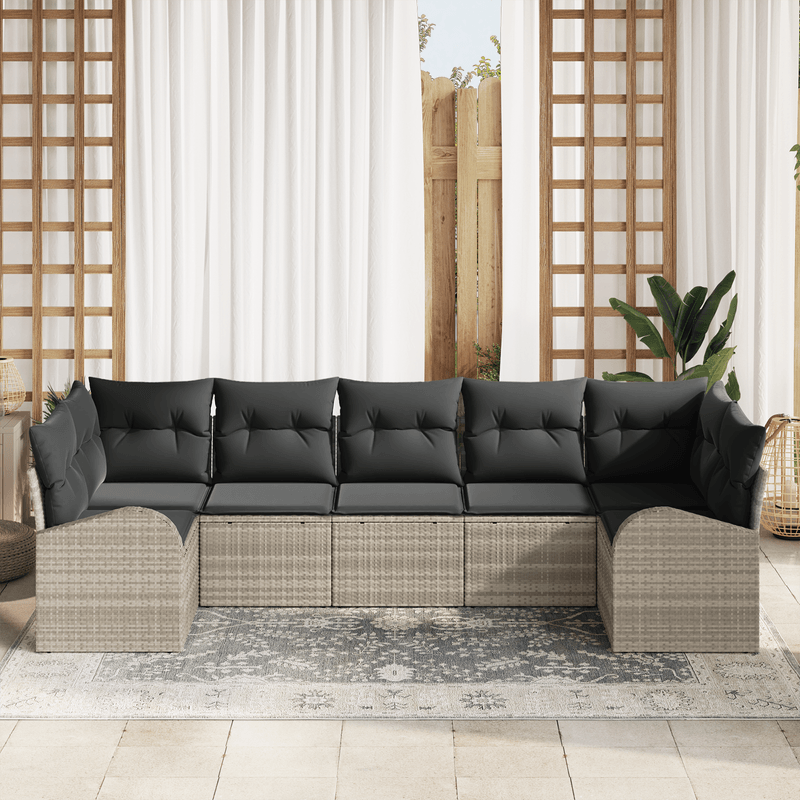 Casa si Gradina - Gradina si terasa - Mobilier exterior - Canapele si fotolii gradina - Set de canapele de gradina  cu perne Gri deschis Ratan Poli - Infinity.ro