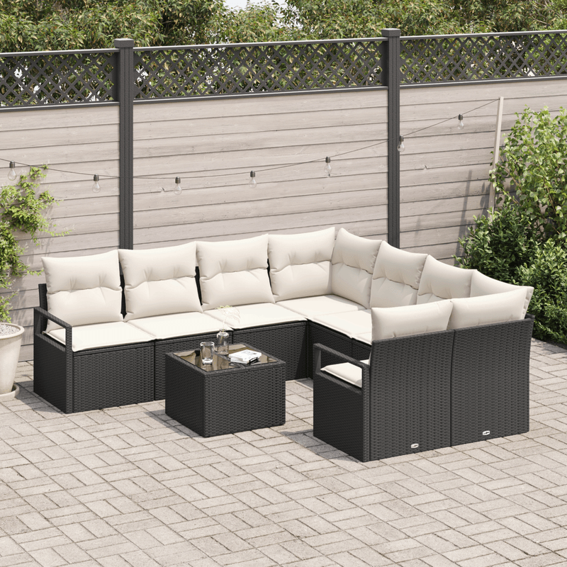 Casa si Gradina - Gradina si terasa - Mobilier exterior - Canapele si fotolii gradina - Set Canapea Gradina cu Pernute Negru din Poliratan - Infinity.ro