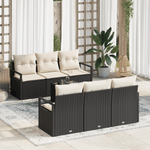 Casa si Gradina - Gradina si terasa - Mobilier exterior - Canapele si fotolii gradina - Set de canapea de gradina  cu 7 piese si perne negre din ratan poliester - Infinity.ro