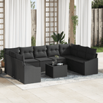 Casa si Gradina - Gradina si terasa - Mobilier exterior - Canapele si fotolii gradina - Set de dining pentru gradina cu 10 piese si perne bej din poliratan - Infinity.ro