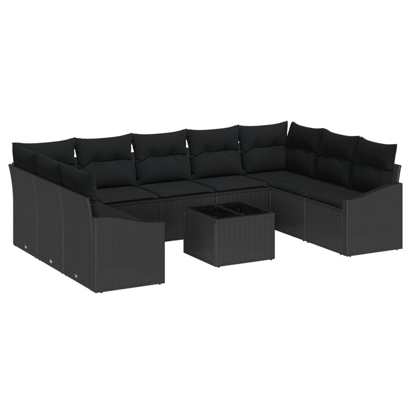 Casa si Gradina - Gradina si terasa - Mobilier exterior - Canapele si fotolii gradina - Set de dining pentru gradina cu 10 piese si perne bej din poliratan - Infinity.ro