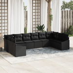 Casa si Gradina - Gradina si terasa - Mobilier exterior - Canapele si fotolii gradina - Set de gradina cu 10 piese cu perne Negru Poly Rattan - Infinity.ro