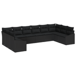 Casa si Gradina - Gradina si terasa - Mobilier exterior - Canapele si fotolii gradina - Set de gradina cu 10 piese cu perne Negru Poly Rattan - Infinity.ro