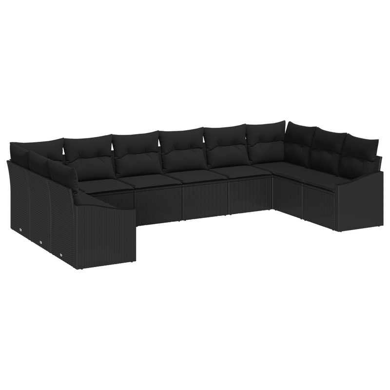 Casa si Gradina - Gradina si terasa - Mobilier exterior - Canapele si fotolii gradina - Set de gradina cu 10 piese cu perne Negru Poly Rattan - Infinity.ro