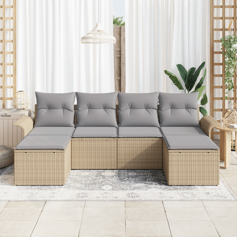 Casa si Gradina - Gradina si terasa - Mobilier exterior - Canapele si fotolii gradina - Set canapea gradina  cu perne bej din ratan poli - Infinity.ro