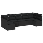 Casa si Gradina - Gradina si terasa - Mobilier exterior - Canapele si fotolii gradina - Set de Canapea de Gradina de 7 Piese cu Pernite Negru Poli Ratan - Infinity.ro