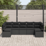 Casa si Gradina - Gradina si terasa - Mobilier exterior - Canapele si fotolii gradina - Set de Canapea de Gradina de 7 Piese cu Pernite Negru Poli Ratan - Infinity.ro