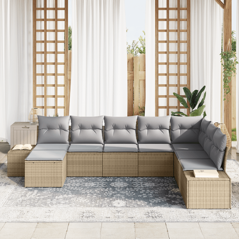 Casa si Gradina - Gradina si terasa - Mobilier exterior - Canapele si fotolii gradina - Set de canapea cu 8 piese pentru gradina cu perne bej poli ratan - Infinity.ro