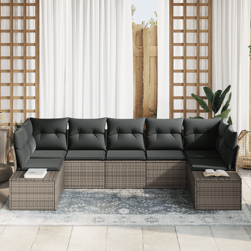 Casa si Gradina - Gradina si terasa - Mobilier exterior - Canapele si fotolii gradina - Set de canapea de gradina cu perne gri din ratan poli - Infinity.ro