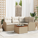 Casa si Gradina - Gradina si terasa - Mobilier exterior - Canapele si fotolii gradina - Set canapea gradina  cu perne bej ratan poli acacia - Infinity.ro