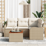 Casa si Gradina - Gradina si terasa - Mobilier exterior - Canapele si fotolii gradina - Set canapea gradina  cu perne bej ratan poli acacia - Infinity.ro