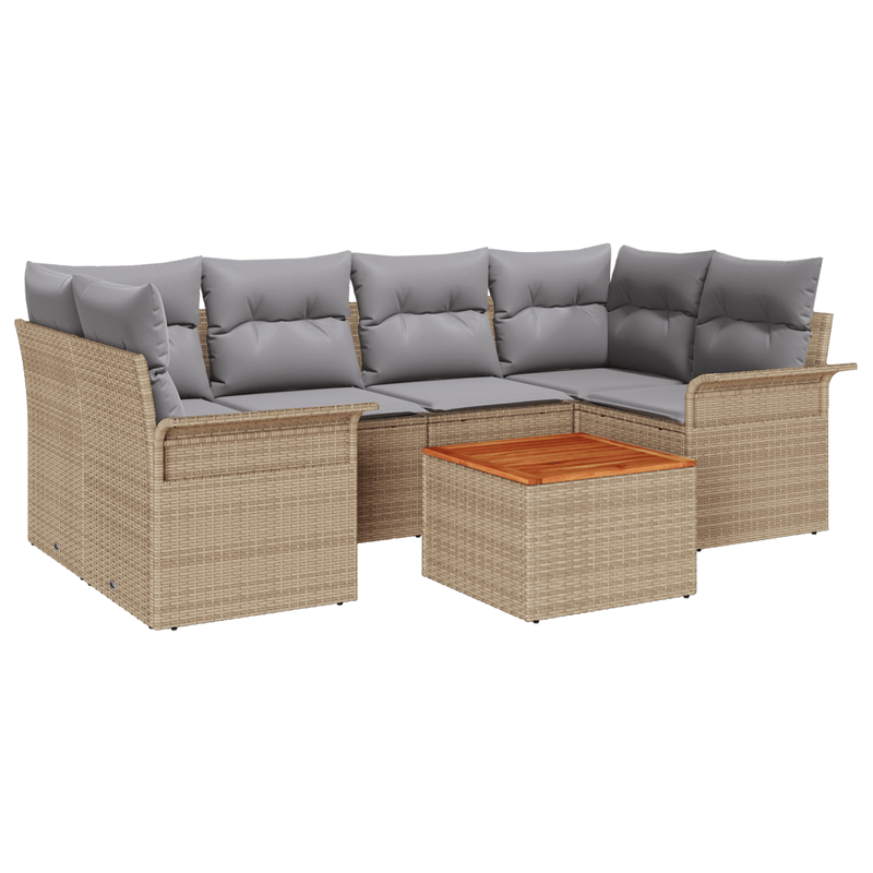 Casa si Gradina - Gradina si terasa - Mobilier exterior - Canapele si fotolii gradina - Set de Canapea pentru Gradina  cu Perne Bej din Ratan Poli si Acacia - Infinity.ro