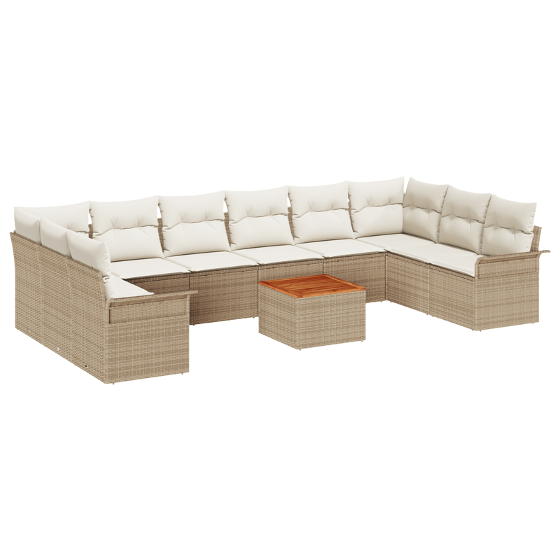 Casa si Gradina - Gradina si terasa - Mobilier exterior - Canapele si fotolii gradina - Set de canapele pentru gradina  cu perne Bej Ratan Polimeric Acacia - Infinity.ro