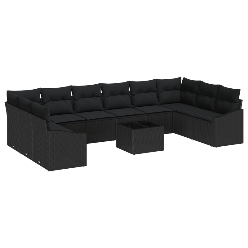 Casa si Gradina - Gradina si terasa - Mobilier exterior - Canapele si fotolii gradina - Set de mese pentru gradina cu 11 piese si perne bej din poliratan - Infinity.ro
