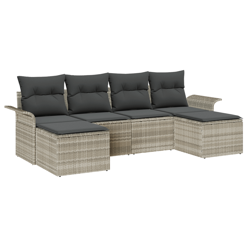 Casa si Gradina - Gradina si terasa - Mobilier exterior - Canapele si fotolii gradina - Set de canapea de gradina  cu perne gri deschis din ratan sintetic - Infinity.ro