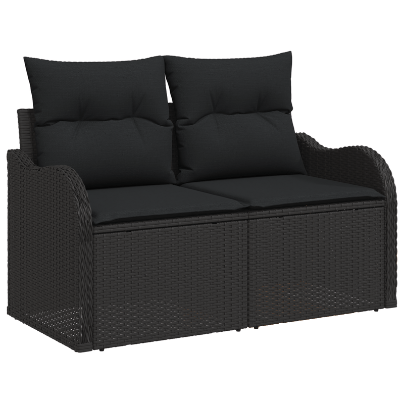 Casa si Gradina - Gradina si terasa - Mobilier exterior - Canapele si fotolii gradina - Set Canapele Gradina  cu Perne Negru Ratan Polimeric Acacia - Infinity.ro